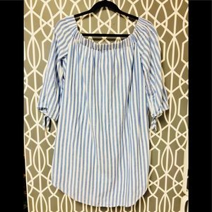 Nautical Off the Shoulder Dress